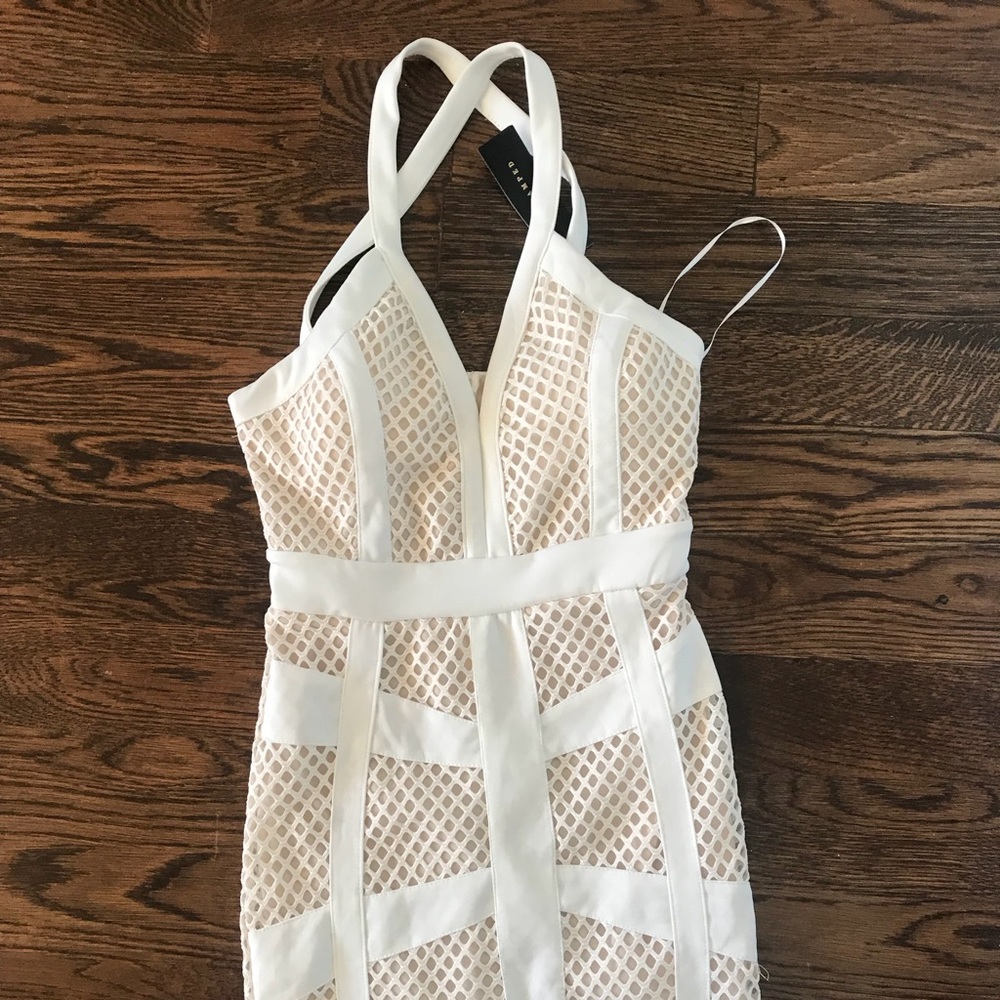 Cream Mesh Bodycon Dress